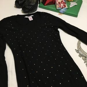 Rhinestone studded black sweater